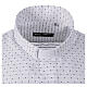 Clergy shirt white patterned long sleeve CocoCler cotton blend with tab collar s4