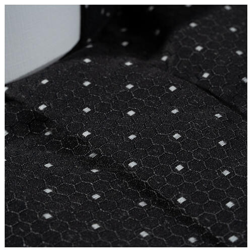Camisa preta estampada manga comprida mistura de algodão colarinho sacerdote CocoCler 4