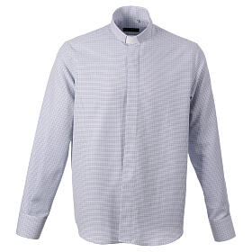 Camisa de sacerdote manga comprida padrão cruzes CocoCler mistura de algodão