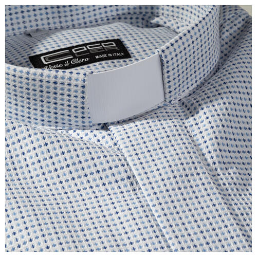 Camisa de sacerdote manga comprida padrão cruzes CocoCler mistura de algodão 2