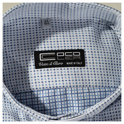 Camisa de sacerdote manga comprida padrão cruzes CocoCler mistura de algodão 3