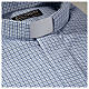 Long-sleeved clergy shirt with blue checked pattern, polycotton, CocoCler s2