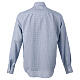 Long-sleeved clergy shirt with blue checked pattern, polycotton, CocoCler s7