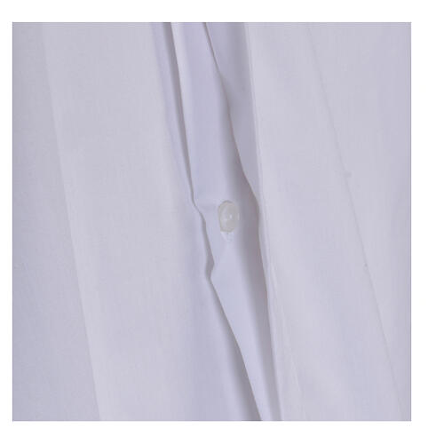 Long-sleeved clergy shirt in white cotton blend In Primis with Clergy collar, plus sizes 5