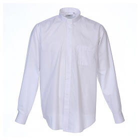 Koszula kapłańska In Primis, biała, długi rękaw, mieszana bawełna, wygodne rozmiary