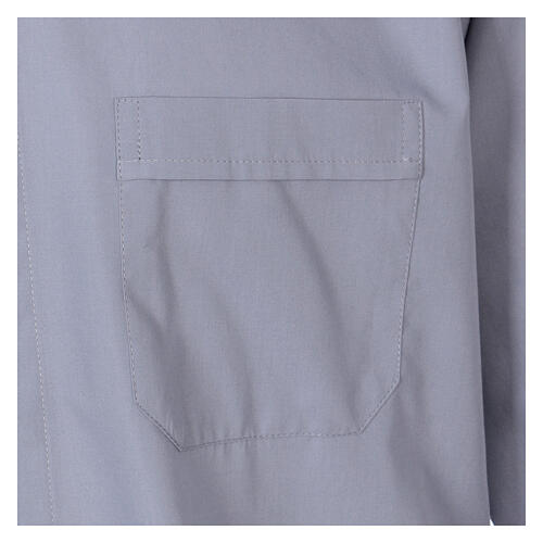 Long-sleeved clergy shirt in light grey cotton blend In Primis, plus sizes 3