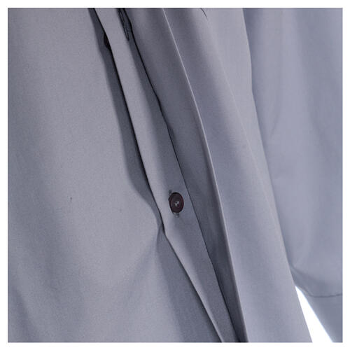 Long-sleeved clergy shirt in light grey cotton blend In Primis, plus sizes 5