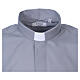 Chemise In Primis col clergy manches longues mélange coton gris clair grandes tailles s2