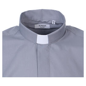Camicia Clergy In Primis manica lunga misto cotone taglie comode grigio chiaro