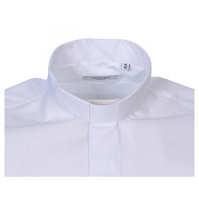 Camisa clergyman tallas cómodas manga corta mezcla algodón In Primis blanca