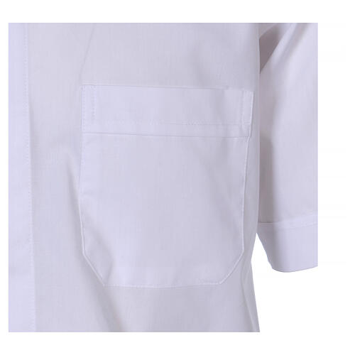 Chemise clergyman grandes tailles manches courtes mélange coton In Primis blanche 3