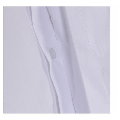 Chemise clergyman grandes tailles manches courtes mélange coton In Primis blanche 4