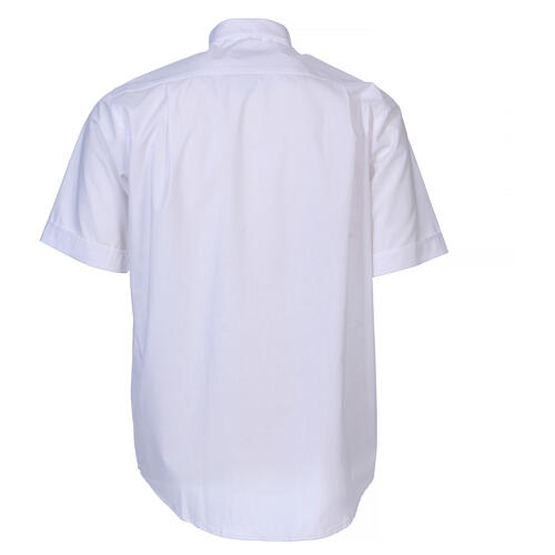 Chemise clergyman grandes tailles manches courtes mélange coton In Primis blanche 5