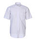 Chemise clergyman grandes tailles manches courtes mélange coton In Primis blanche s1