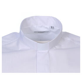 White clergy shirt plus size short sleeve cotton blend In Primis white