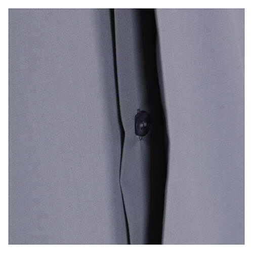 Short-sleeved light grey clergy shirt in cotton blend In Primis, plus sizes 4