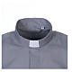 Chemise gris clair clergyman manches courtes mélange coton In Primis grandes tailles s2