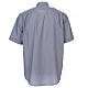 Chemise gris clair clergyman manches courtes mélange coton In Primis grandes tailles s5