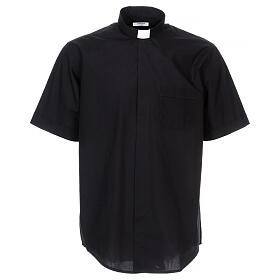 Camicia clergy manica corta nero In Primis TAGLIE FORTI misto cotone