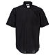 Camicia clergy manica corta nero In Primis TAGLIE FORTI misto cotone s1