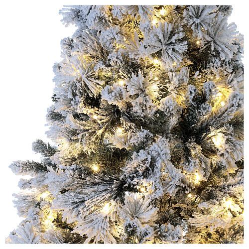 Weihnachtsbau beflockt Winter Wonderland mit LED-Lichtern, 150 cm 4