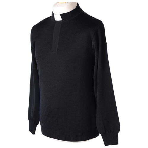 Black clergy sweater In Primis, 50% merino wool 50% acrylic 3