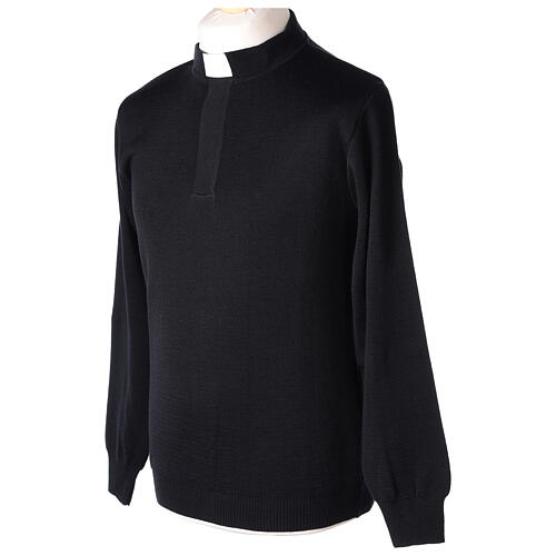 Black clergy sweater In Primis, 50% merino wool 50% acrylic 4
