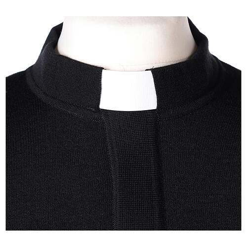 Pull clergy noir 50% mérinos 50% acrylique In Primis 3