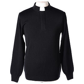 Sweter kapłański czarny 50% merynos 50% akryl In Primis