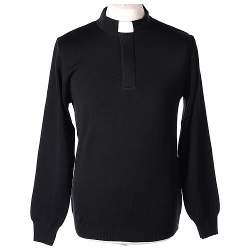 Pulôver sacerdote preto 50% lã de merino 50% acrílico In Primis 1