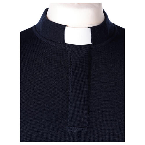 Pulôver sacerdote azul escuro 50% lã de merino 50% acrílico In Primis 3