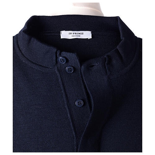 Pulôver sacerdote azul escuro 50% lã de merino 50% acrílico In Primis 7
