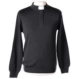 Dark grey clergy sweater In Primis, 50% merino wool 50% acrylic
