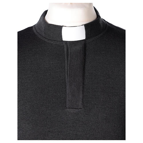 Dark grey clergy sweater In Primis, 50% merino wool 50% acrylic 2
