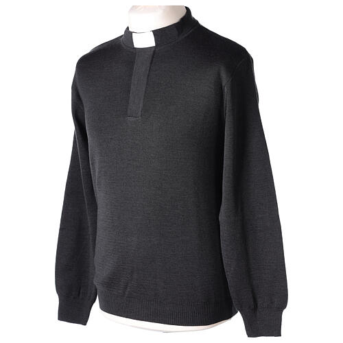 Dark grey clergy sweater In Primis, 50% merino wool 50% acrylic 3