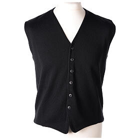 Sleeveless black cardigan In Primis for priests, 50% merino wool 50% acrylic