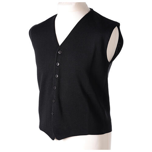 Sleeveless black cardigan In Primis for priests, 50% merino wool 50% acrylic 3