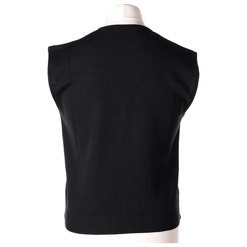 Sleeveless black cardigan In Primis for priests, 50% merino wool 50% acrylic 5