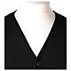 Sleeveless black cardigan In Primis for priests, 50% merino wool 50% acrylic s2