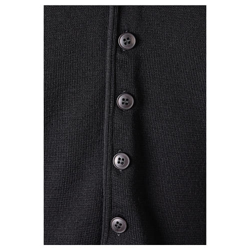 Gilet prêtre noir avec boutons 50% laine mérinos 50% acrylique In Primis 4