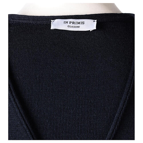 Sleeveless blue cardigan In Primis for priests, 50% merino wool 50% acrylic 6
