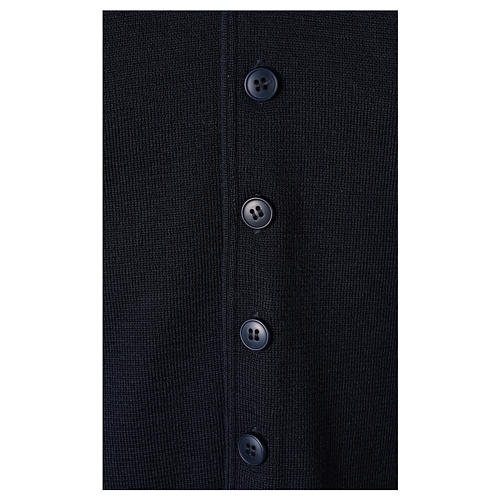 Gilet prêtre bleu avec boutons 50% laine mérinos 50% acrylique In Primis 4