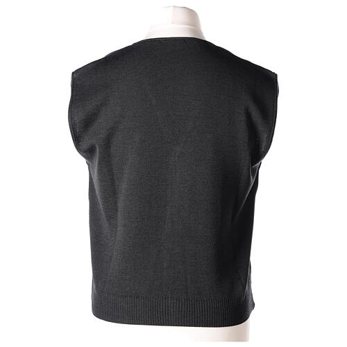 Sleeveless dark grey cardigan In Primis for priests, 50% merino wool 50% acrylic 5