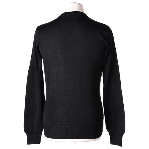 Herren-Pullover, V-Ausschnitt, Schwarz, rasierter Strick, 50% Merinowolle, 50% Acryl, Marke In Primis 5