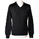 Herren-Pullover, V-Ausschnitt, Schwarz, rasierter Strick, 50% Merinowolle, 50% Acryl, Marke In Primis s1