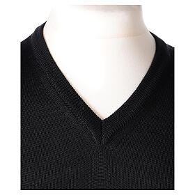 V-neck jumper for clergymen black plain knit In Primis
