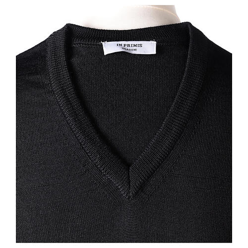 V-neck jumper for clergymen black plain knit In Primis 6