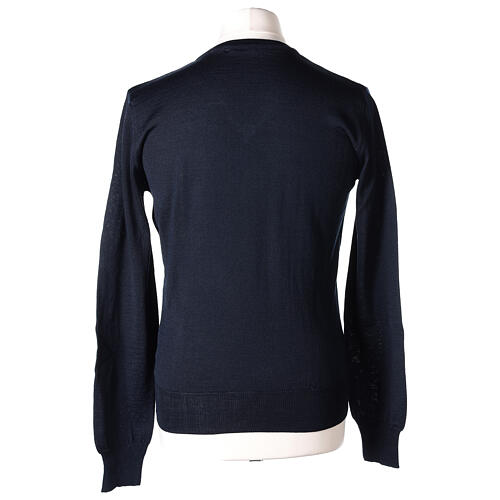 Herren-Pullover, V-Ausschnitt, Blau, rasierter Strick, 50% Merinowolle, 50% Acryl, Marke In Primis 5