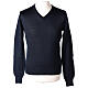 Herren-Pullover, V-Ausschnitt, Blau, rasierter Strick, 50% Merinowolle, 50% Acryl, Marke In Primis s1