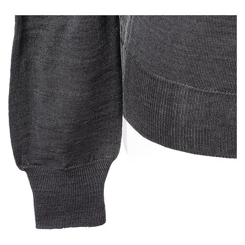 V-neck jumper for clergymen grey plain knit In Primis 4